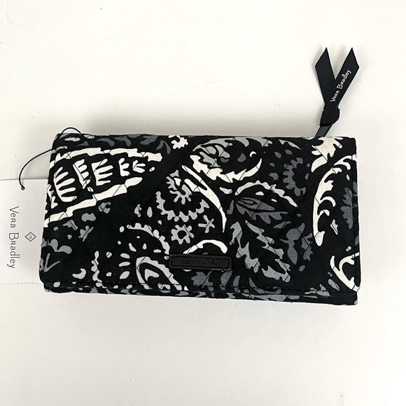 Vera Bradley Crossbody Black Paisley RFID Wallet Clutch Wristlet New With Tags - Picture 9 of 9